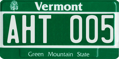 VT license plate AHT005