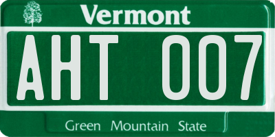 VT license plate AHT007