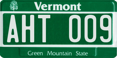VT license plate AHT009