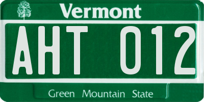 VT license plate AHT012