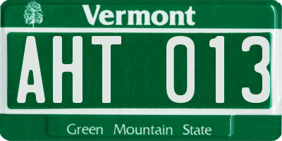 VT license plate AHT013