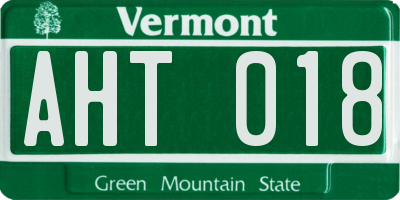 VT license plate AHT018