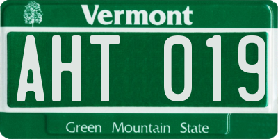 VT license plate AHT019