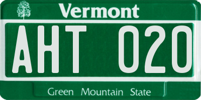 VT license plate AHT020