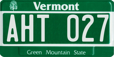 VT license plate AHT027