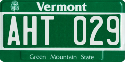 VT license plate AHT029