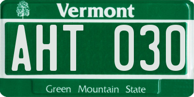VT license plate AHT030