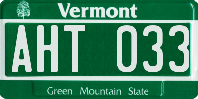 VT license plate AHT033