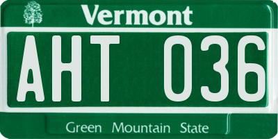 VT license plate AHT036