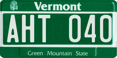 VT license plate AHT040