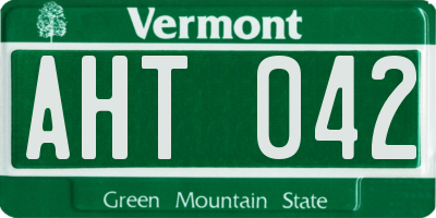 VT license plate AHT042