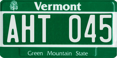 VT license plate AHT045