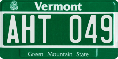 VT license plate AHT049