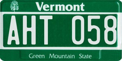 VT license plate AHT058