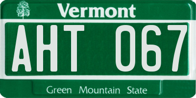 VT license plate AHT067