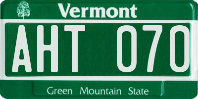 VT license plate AHT070