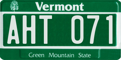 VT license plate AHT071