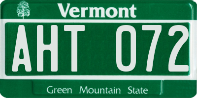 VT license plate AHT072