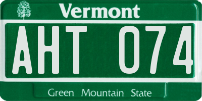 VT license plate AHT074