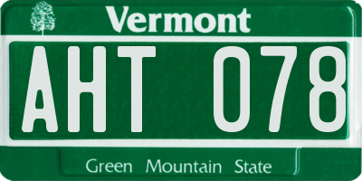 VT license plate AHT078