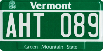 VT license plate AHT089