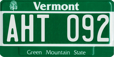 VT license plate AHT092