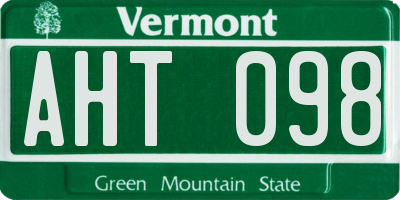 VT license plate AHT098