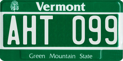 VT license plate AHT099