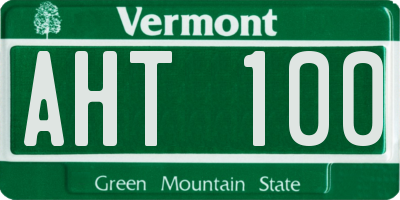 VT license plate AHT100