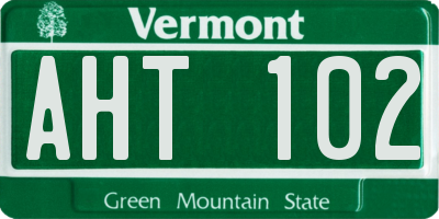 VT license plate AHT102