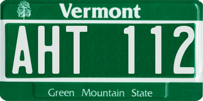 VT license plate AHT112