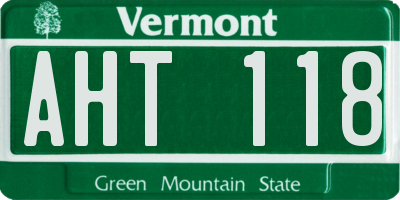 VT license plate AHT118