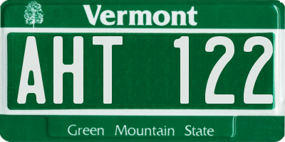 VT license plate AHT122