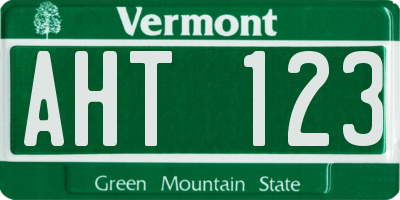 VT license plate AHT123