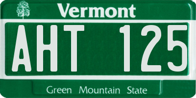 VT license plate AHT125