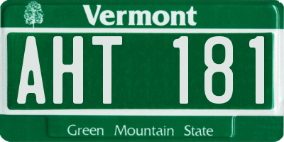 VT license plate AHT181