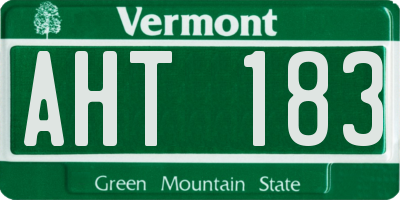 VT license plate AHT183