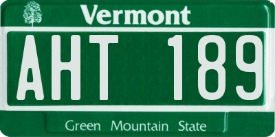 VT license plate AHT189