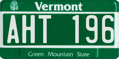 VT license plate AHT196