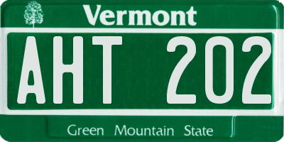 VT license plate AHT202