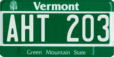 VT license plate AHT203