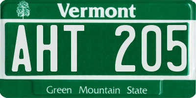 VT license plate AHT205