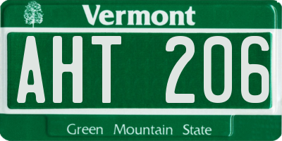 VT license plate AHT206