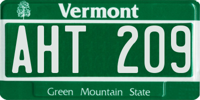 VT license plate AHT209