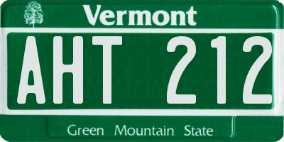 VT license plate AHT212
