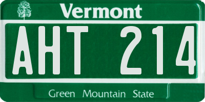 VT license plate AHT214