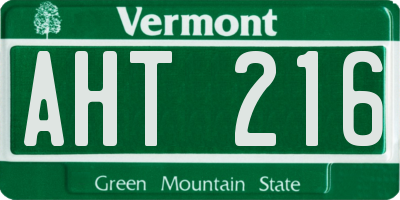 VT license plate AHT216