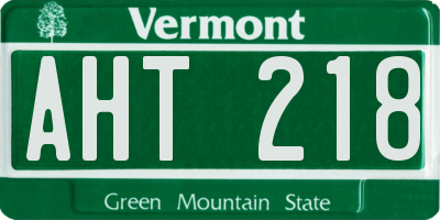 VT license plate AHT218