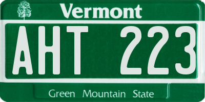 VT license plate AHT223