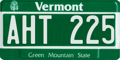 VT license plate AHT225
